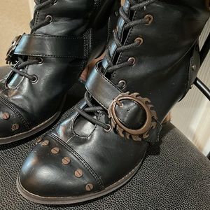 Tall black copper steampunk Hades boots 9
